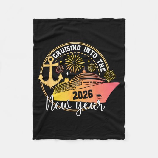Cruising Into The New Year 2026 Happy Family Trips フリースブランケット (正面)