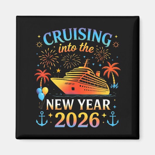 Cruising Into The New Year 2026 Happy New Year Fam マグネット (正面)