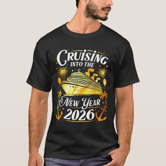 Cruising Into The New Year 2026 Happy New Year Fam Tシャツ (正面)