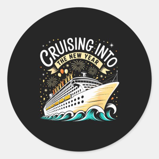 Cruising Into The New Year 2026 Matching Family Cr ラウンドシール (正面)