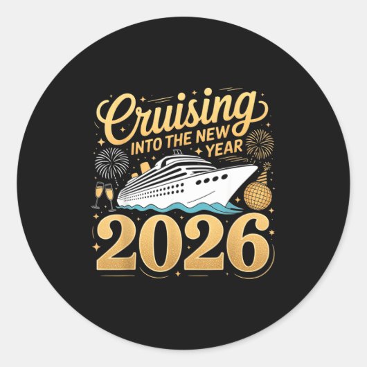 Cruising Into The New Year 2026 Matching Family Cr ラウンドシール (正面)
