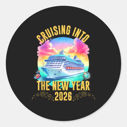 Cruising Into The New Year 2026 Ocean Lover ラウンドシール (正面)