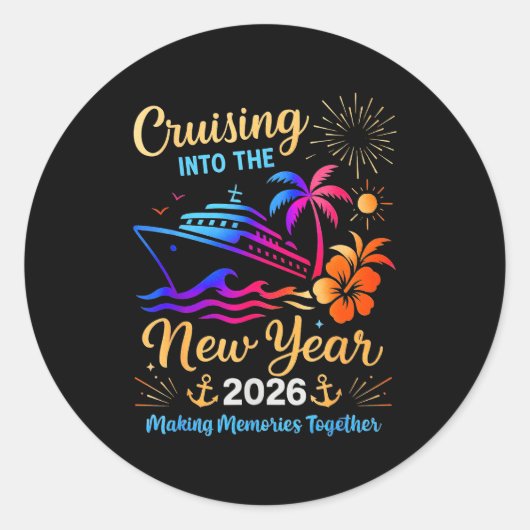 Cruising Into The New Year 2026 Trip Family Matchi ラウンドシール (正面)