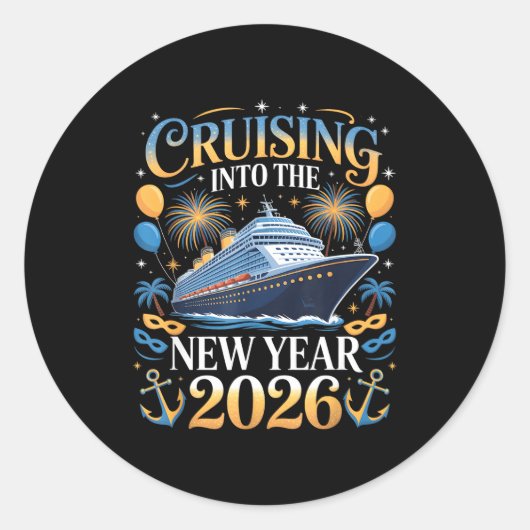 Cruising Into The New Year 2026 Vacation Design  ラウンドシール (正面)