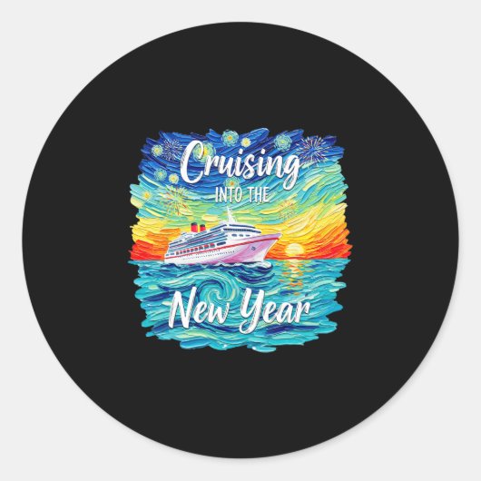 Cruising Into The New Year 2026 Vacation Party Fam ラウンドシール (正面)