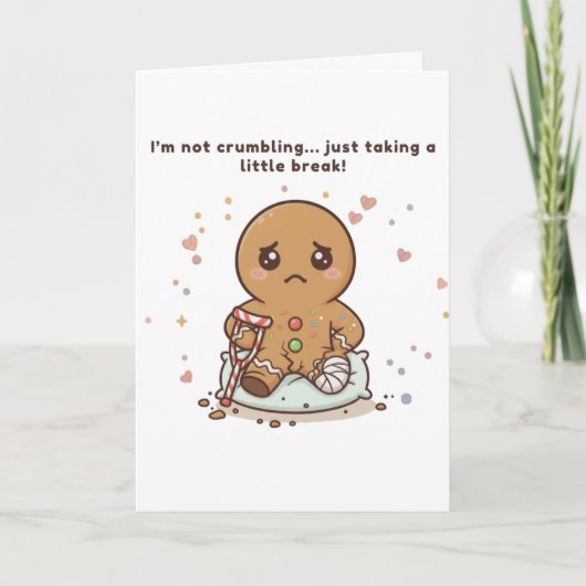 Crumbling, Cute Puchi Gingerbread Get Well Card カード (正面)