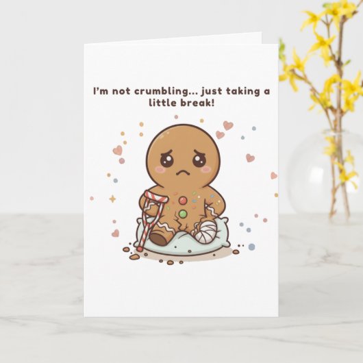 Crumbling, Cute Puchi Gingerbread Get Well Card カード (黄色い花)