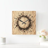 crumpled brown paper and coffee stain スクエア壁時計 (ホーム)