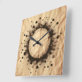 crumpled brown paper and coffee stain スクエア壁時計 (傾斜)