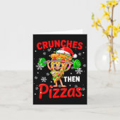 Crunches Then Zzas Xmas Santa Zza Weightlifting Gy カード (黄色い花)