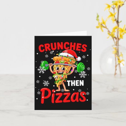 Crunches Then Zzas Xmas Santa Zza Weightlifting Gy カード (黄色い花)