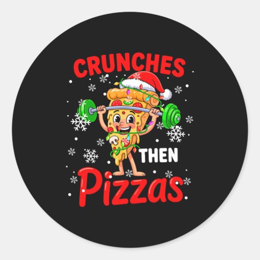 Crunches Then Zzas Xmas Santa Zza Weightlifting Gy ラウンドシール (正面)