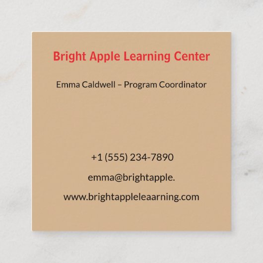 Crunchy red apple -add logo スクエア名刺 (裏面)