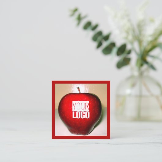 Crunchy  red  apple -add logo  スクエア名刺 (スタンド正面)
