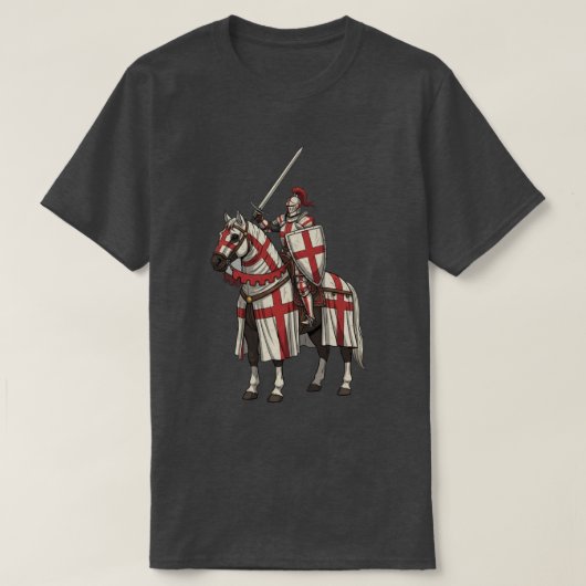 Crusader Knight on Warhorse Tシャツ (デザイン正面)