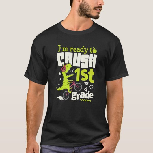 Crush 1st Grade Youth Back To School With Dinosaur Tシャツ (正面)