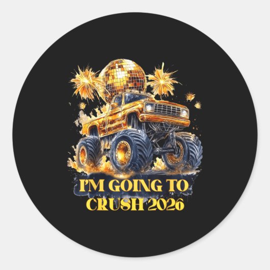 Crush 2026 Monster Truck New Year Party Countdown ラウンドシール (正面)