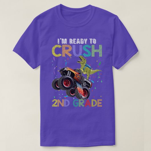 Crush 2nd Grade Monster Truck Dinosaur Back To Sch Tシャツ (デザイン正面)