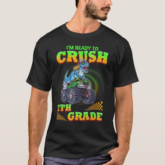 Crush 7th Grade Dinosaur Back To School For Teache Tシャツ (正面)