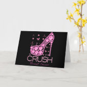 Crush Breast Cancer Awareness Bling Pink Ribbon カード (黄色い花)