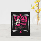 Crush Breast Cancer Dinosaur Driving A Pink Monste カード (黄色い花)