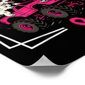 Crush Breast Cancer Dinosaur Driving A Pink Monste ポスター (角)
