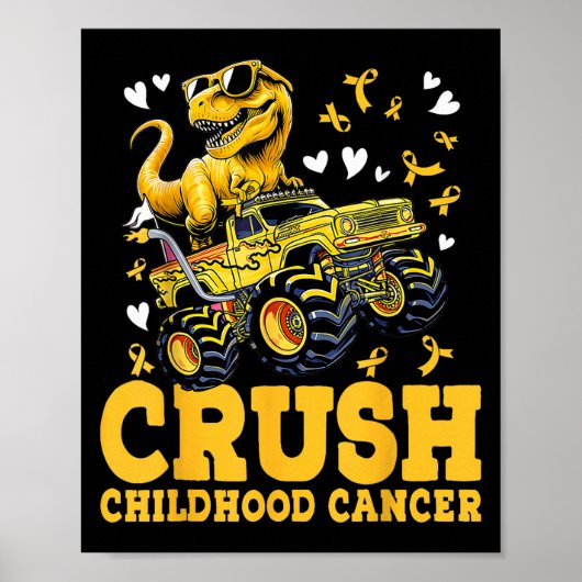 Crush Childhood Cancer Awareness Monster Truck Din ポスター (正面)