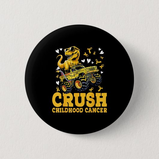 Crush Childhood Cancer Awareness Monster Truck Din 缶バッジ (正面)