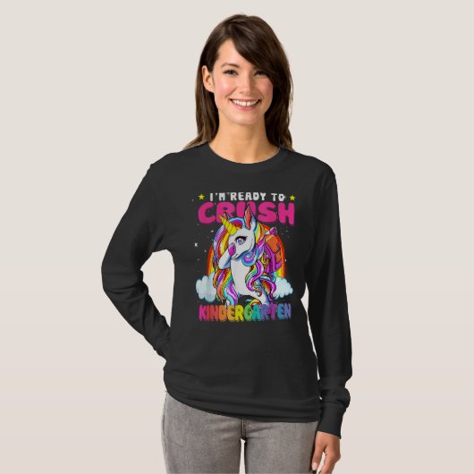Crush Kindergarten Dabbing Unicorn Back To School  Tシャツ (正面フル)