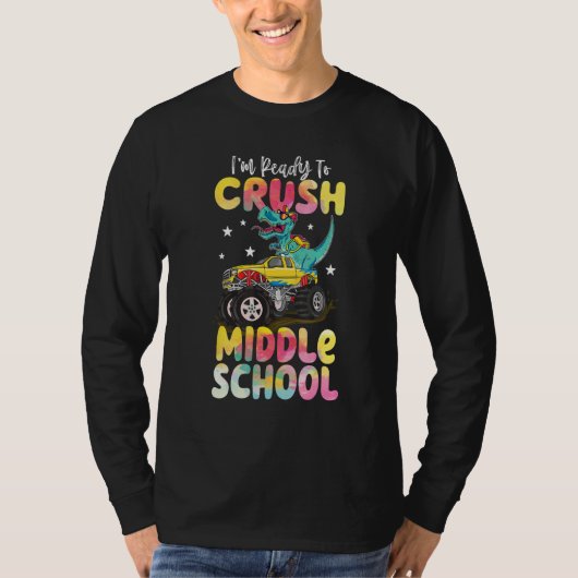 Crush Middle School Dinosaur Monster Truck Back To Tシャツ (正面)