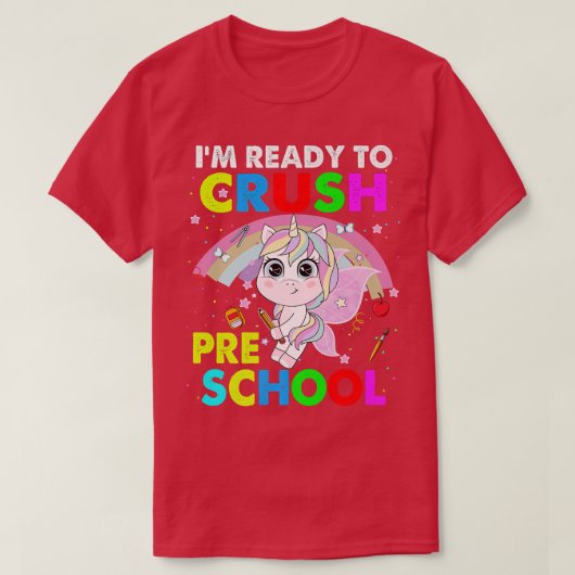 Crush Preschool Unicorn Back to School Boys Tシャツ (デザイン正面)
