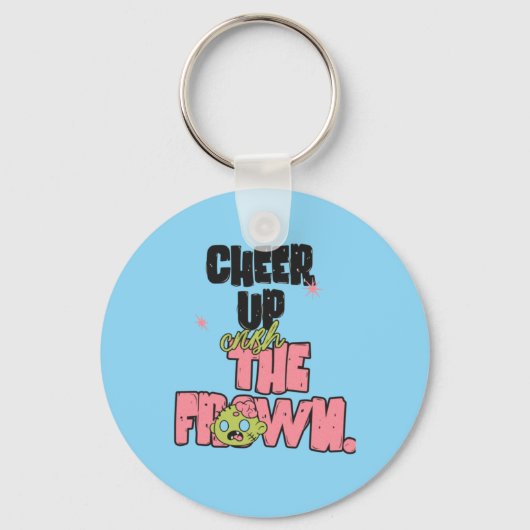 CRUSH THE FROWN CHEER UP ROUND METAL KEYCHAIN  キーホルダー (正面)