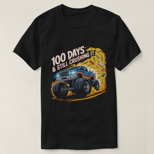  Crushed 100 Days of School Monster Truck Shirt Bo Tシャツ (デザイン正面)