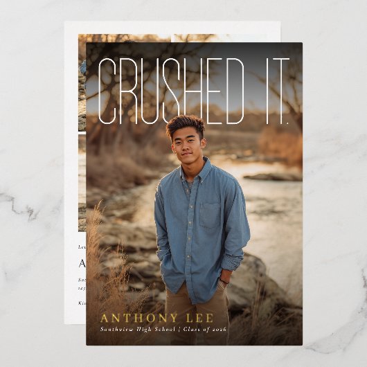 Crushed It PhotoPop Graduation Party 箔招待状 (正面/裏面)