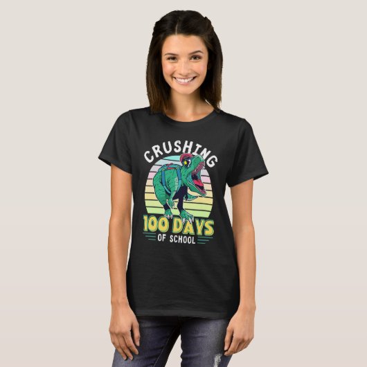 Crushing 100 Days of School Dinosaur Rex Dino Boys Tシャツ (正面フル)