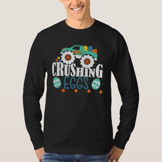 Crushing Eggs Monster Truck Easter Bunny Boys Kids Tシャツ (正面)