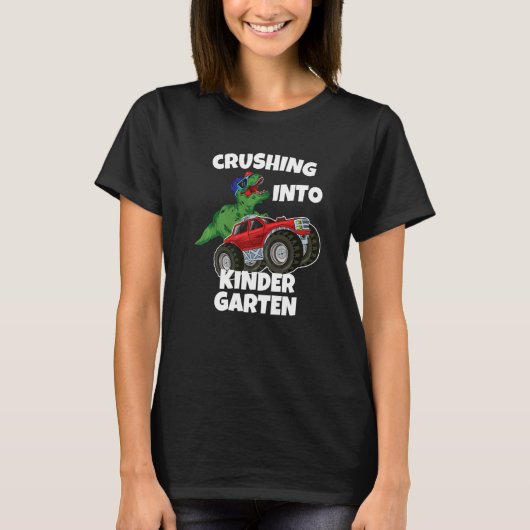 Crushing into Kindergarten Monster Truck Dinosaur  Tシャツ (正面)