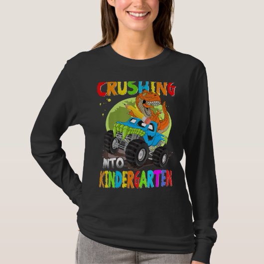 Crushing Into Kindergarten Monster Truck Dinosaur  Tシャツ (正面)