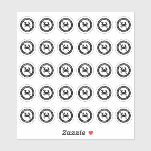 Crustacean Free Wedding Place Card Food Allergy シール (シート)