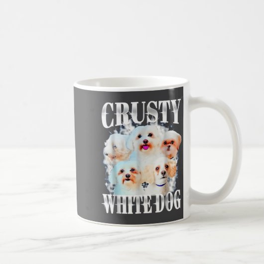 Crusty White Dog Funny For Men Women コーヒーマグカップ (右)