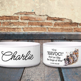 "Cry Havoc"引用文ミニマリスト水のカラードッグボウル ボウル