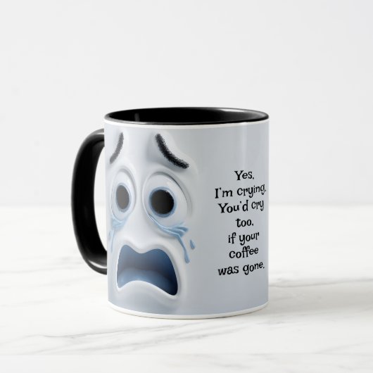 Crying Coffee? Add Name Message, Expressive Face マグカップ (正面左)