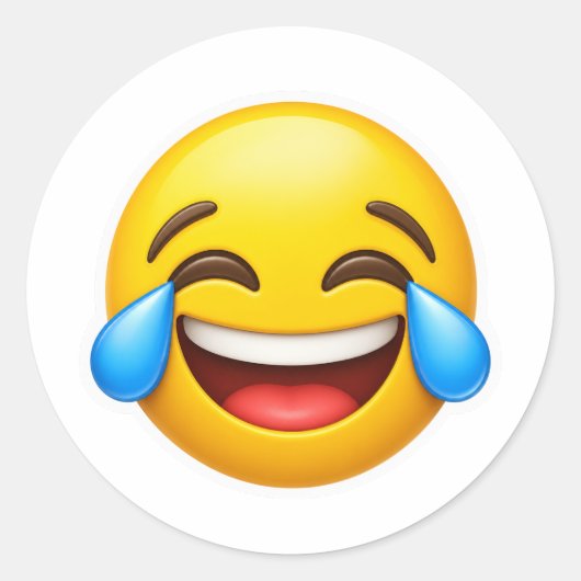 Crying Laugh Emoji Meme Sticker ラウンドシール (正面)