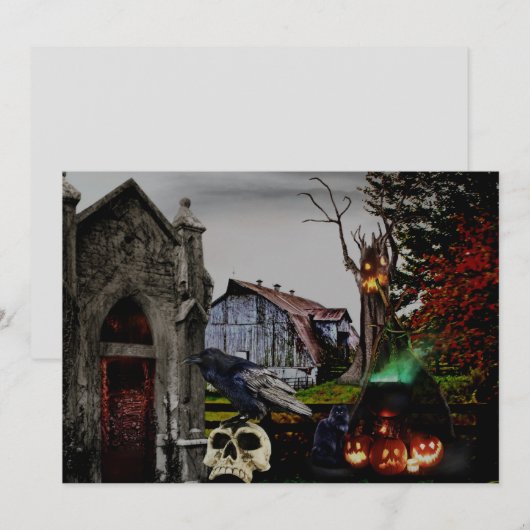 *~* Crypt Raven Witchスカルハロウィーンカード (正面/裏面)