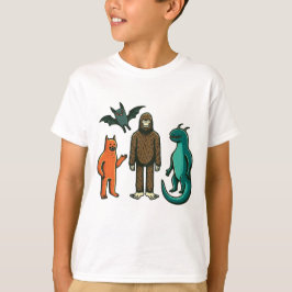 Cryptid Friends: Bigfoot、Chupacabra、Nessie、Drac Tシャツ