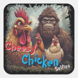 “Cryptid Photo Op” Cheesy Chicken Selfie Sticker スクエアシール