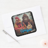 “Cryptid Photo Op” Cheesy Chicken Selfie Sticker スクエアシール (封筒)