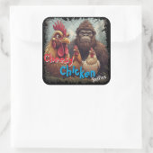 “Cryptid Photo Op” Cheesy Chicken Selfie Sticker スクエアシール (バッグ)