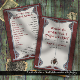 Cryptids-of the World Printableハロウィーンゲーム シーズンカード