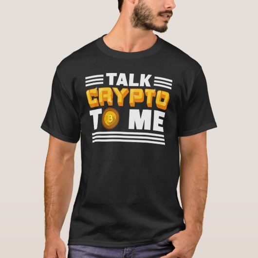 Cryptoを私にCryptocurrency Bitcoinブロックと話す Tシャツ (正面)
